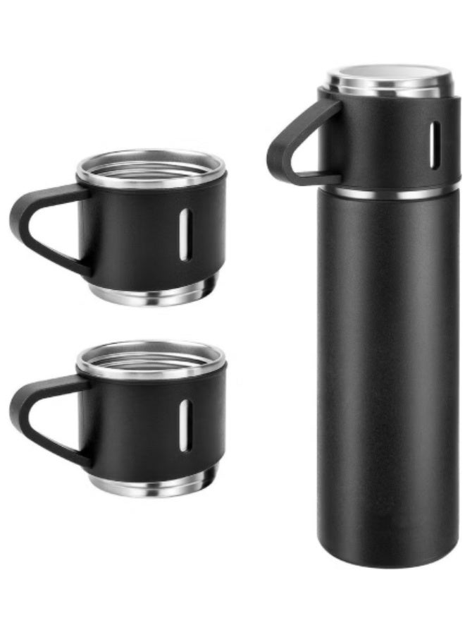 Vacuum Flask Original 500ml Thermos Mug with 3 Cups - Black - Image 1